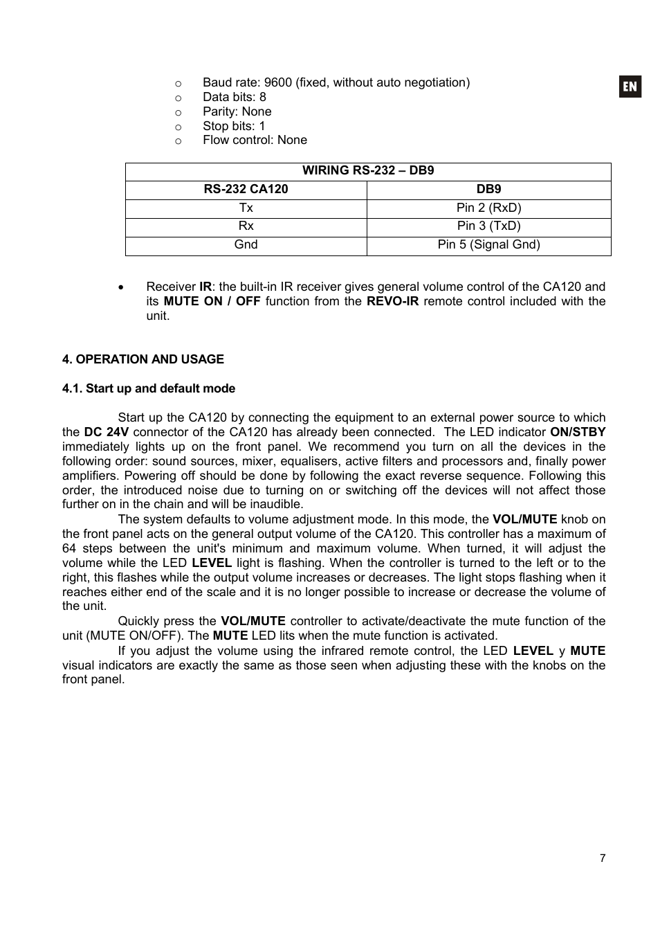 Ecler CA120 User Manual | Page 7 / 52