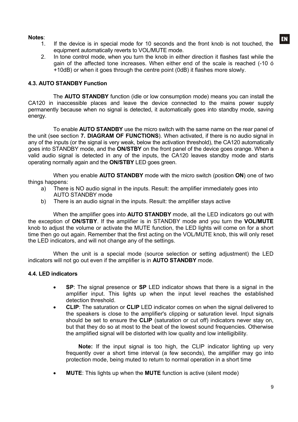 Ecler CA120 User Manual | Page 9 / 52