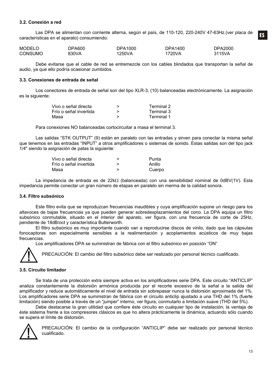 Ecler DPA SERIES User Manual | Page 13 / 36