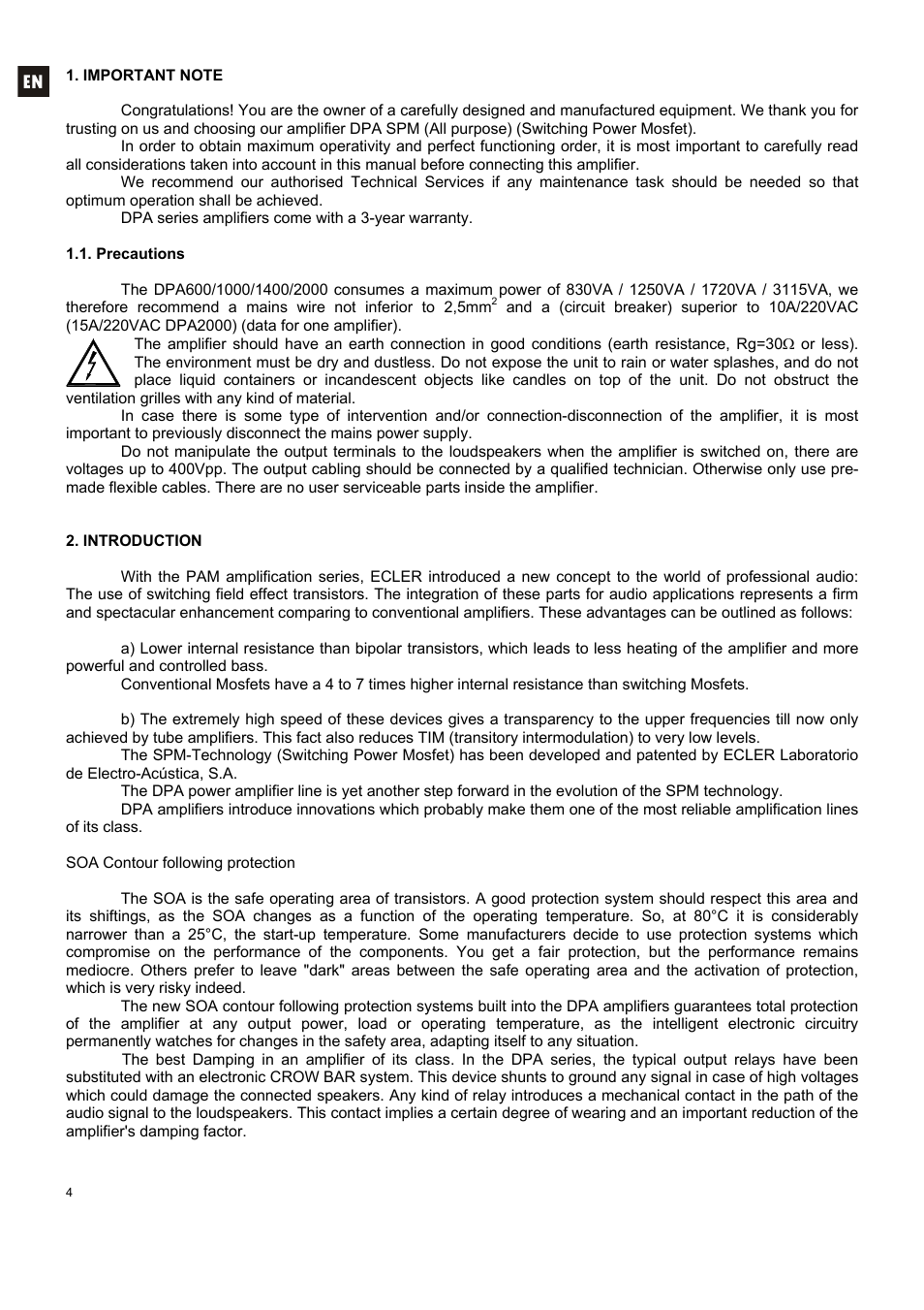 Ecler DPA SERIES User Manual | Page 4 / 36