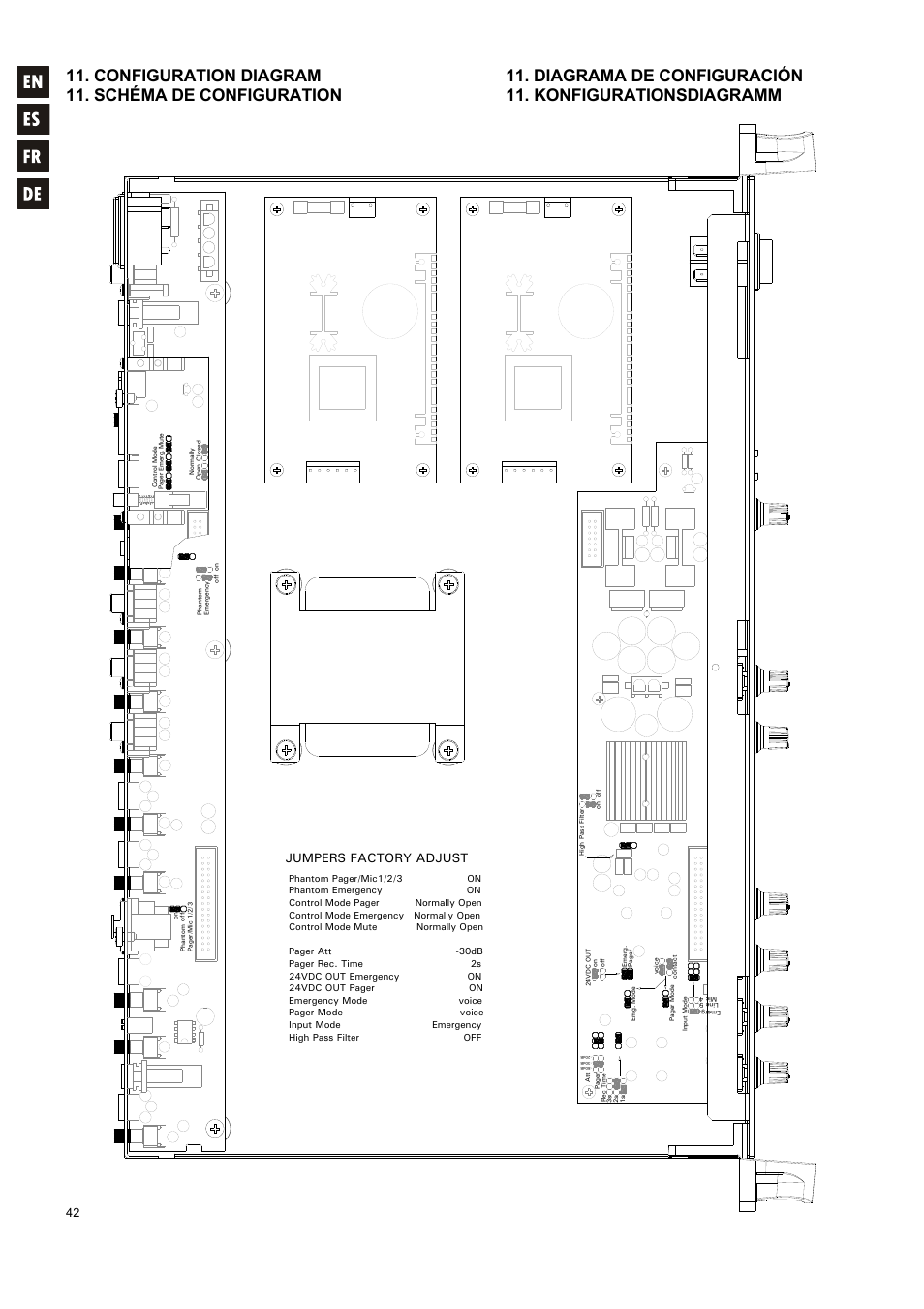 Jumpers factory adjust | Ecler HMA180 User Manual | Page 42 / 44