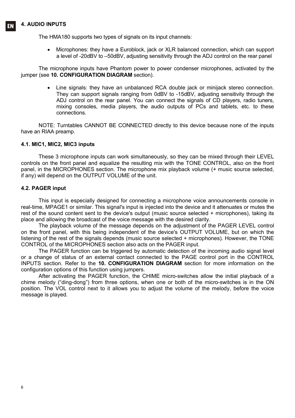 Ecler HMA180 User Manual | Page 6 / 44