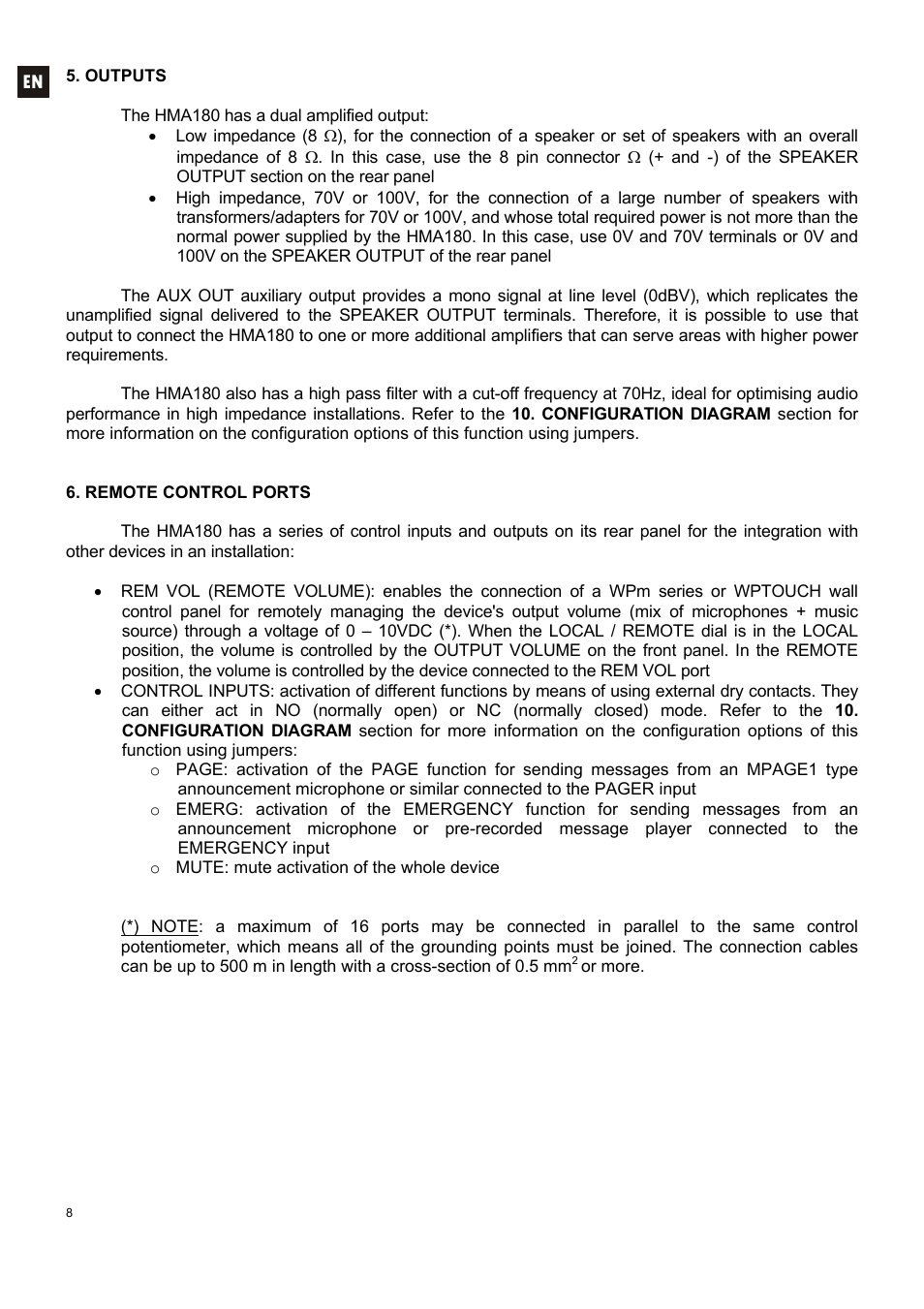 Ecler HMA180 User Manual | Page 8 / 44