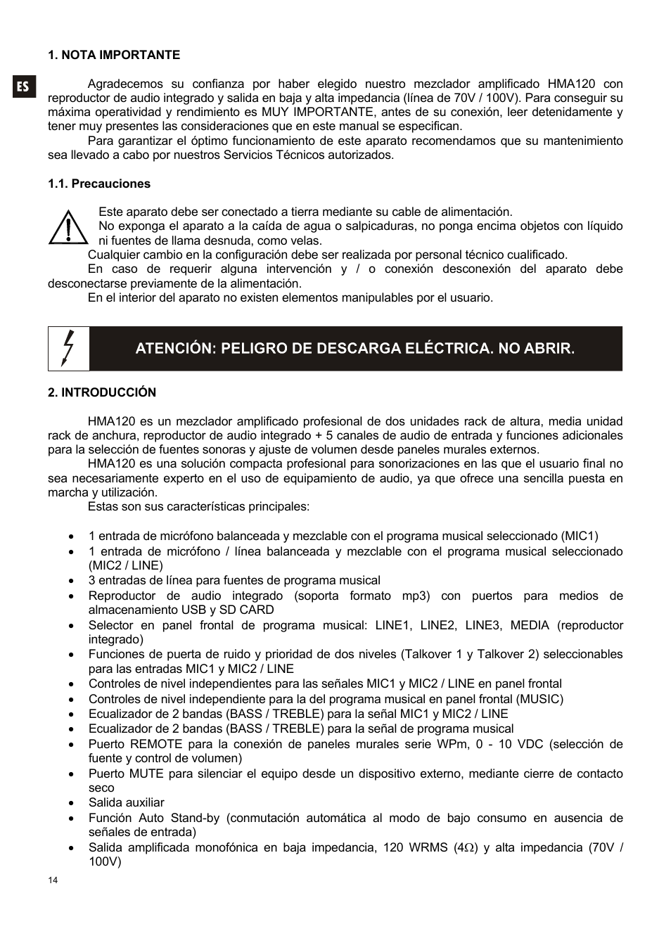 Ecler HMA120 User Manual | Page 14 / 46