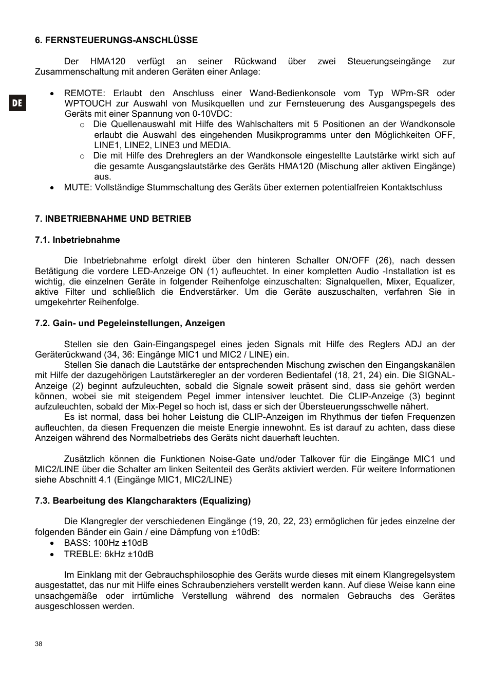 Ecler HMA120 User Manual | Page 38 / 46