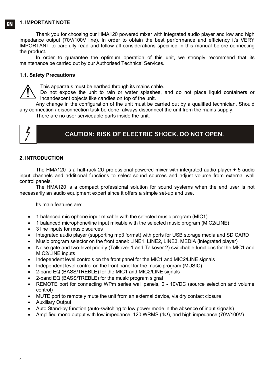 Ecler HMA120 User Manual | Page 4 / 46