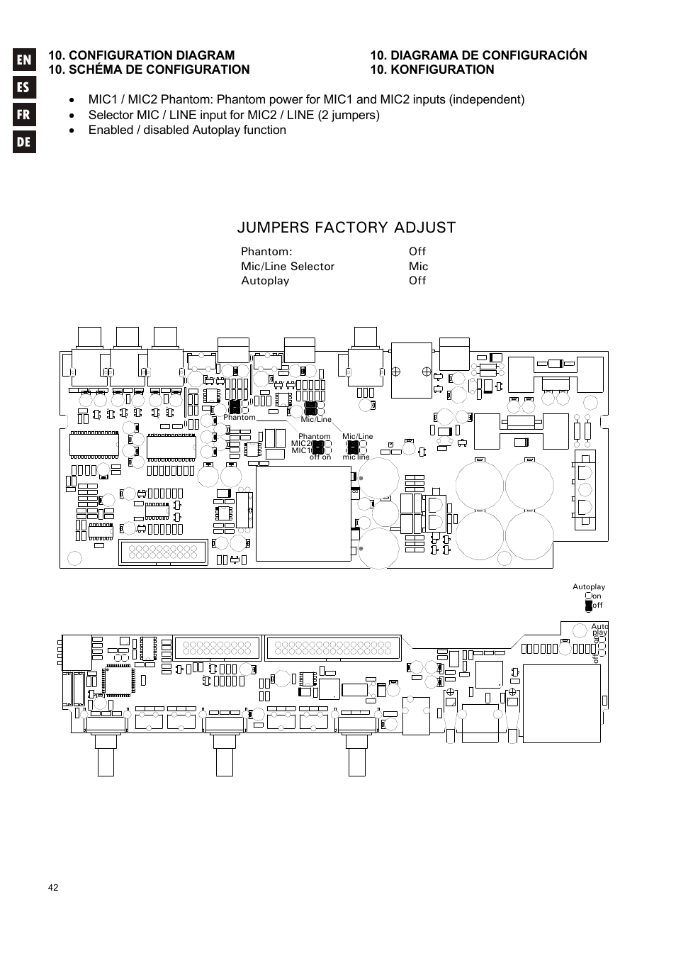 Jumpers factory adjust | Ecler HMA120 User Manual | Page 42 / 46