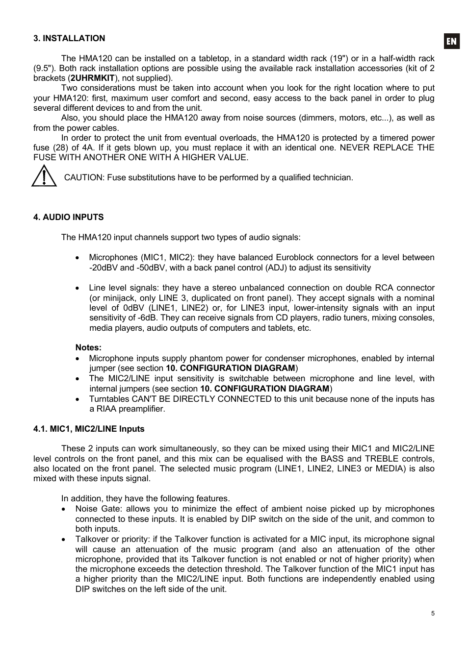 Ecler HMA120 User Manual | Page 5 / 46