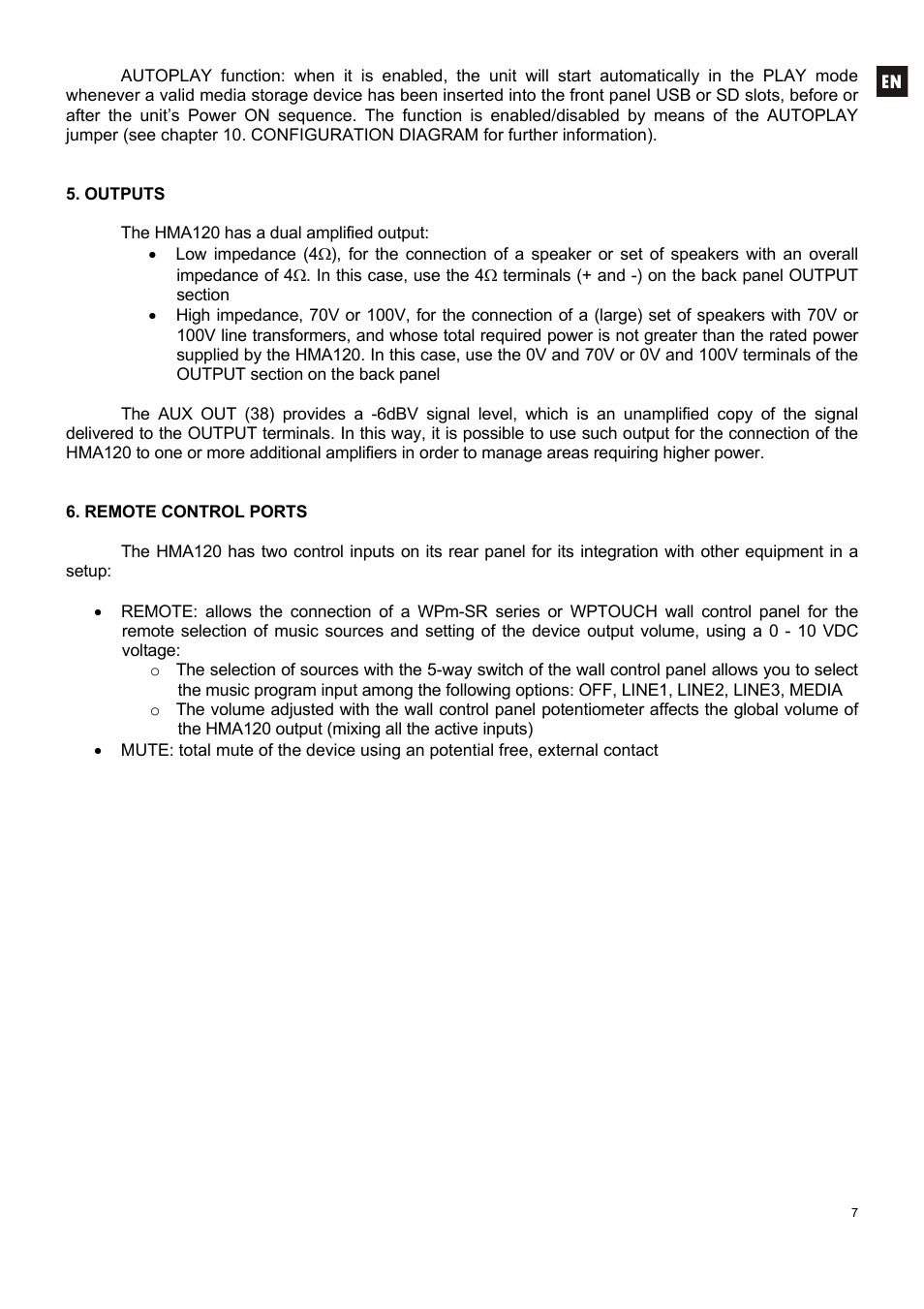 Ecler HMA120 User Manual | Page 7 / 46