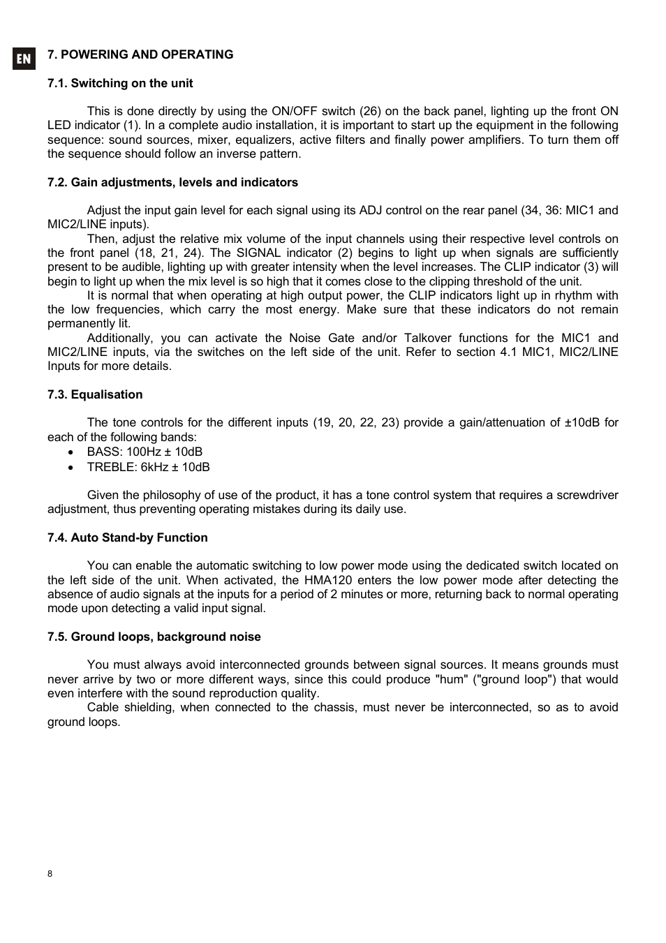 Ecler HMA120 User Manual | Page 8 / 46