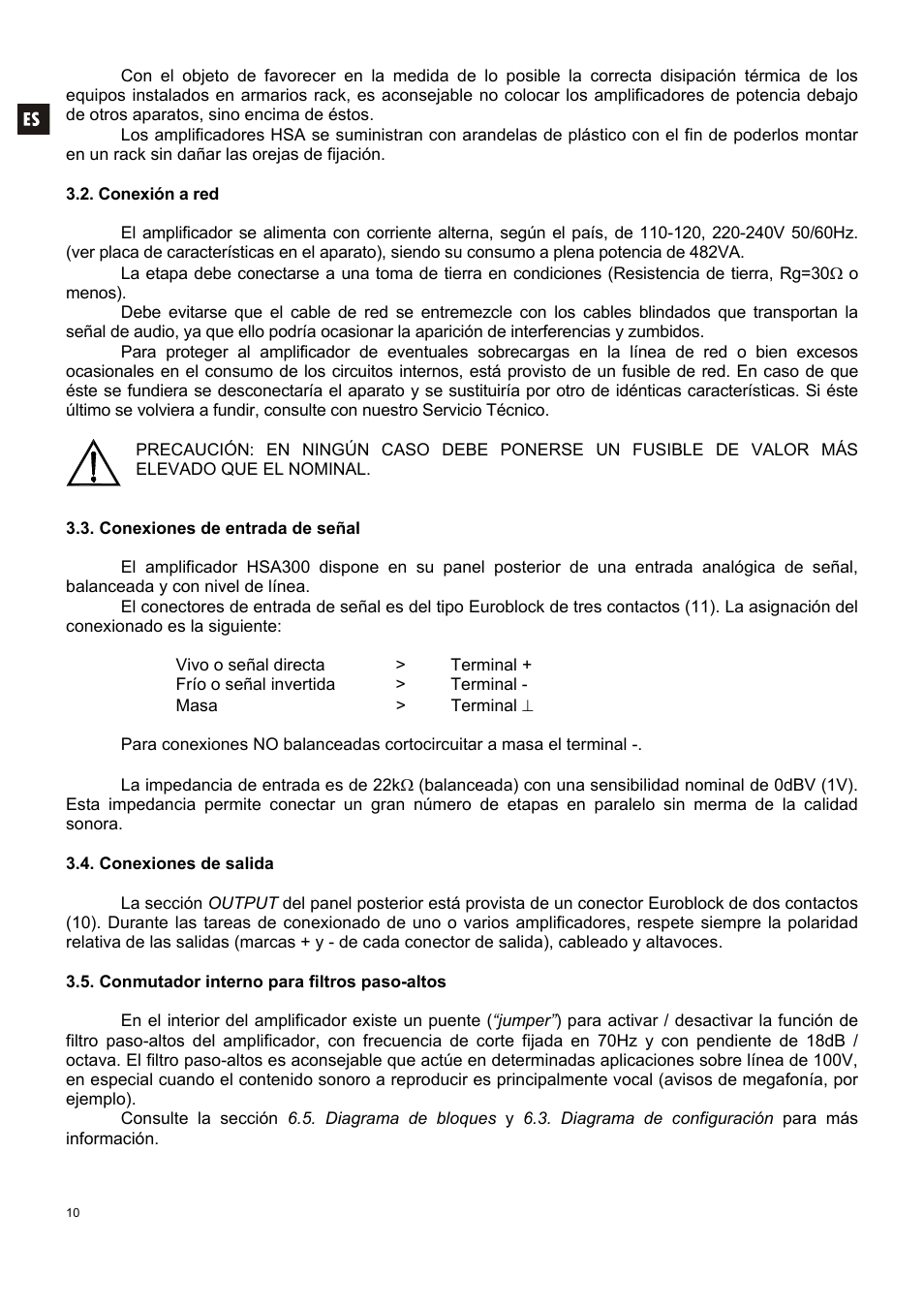 Ecler HSA300 User Manual | Page 10 / 24