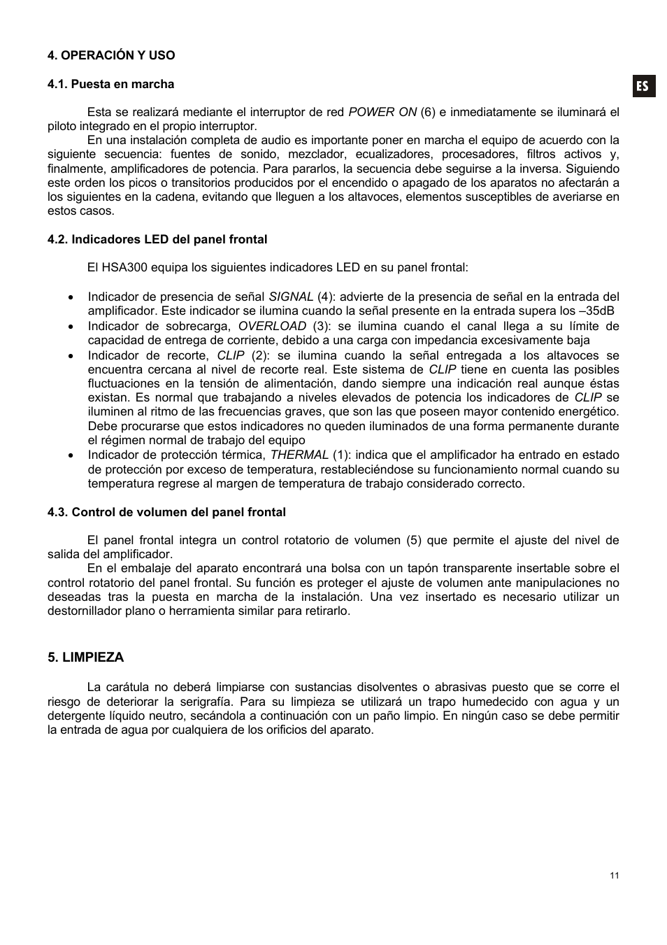 Ecler HSA300 User Manual | Page 11 / 24