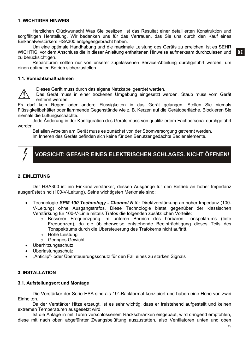 Ecler HSA300 User Manual | Page 19 / 24