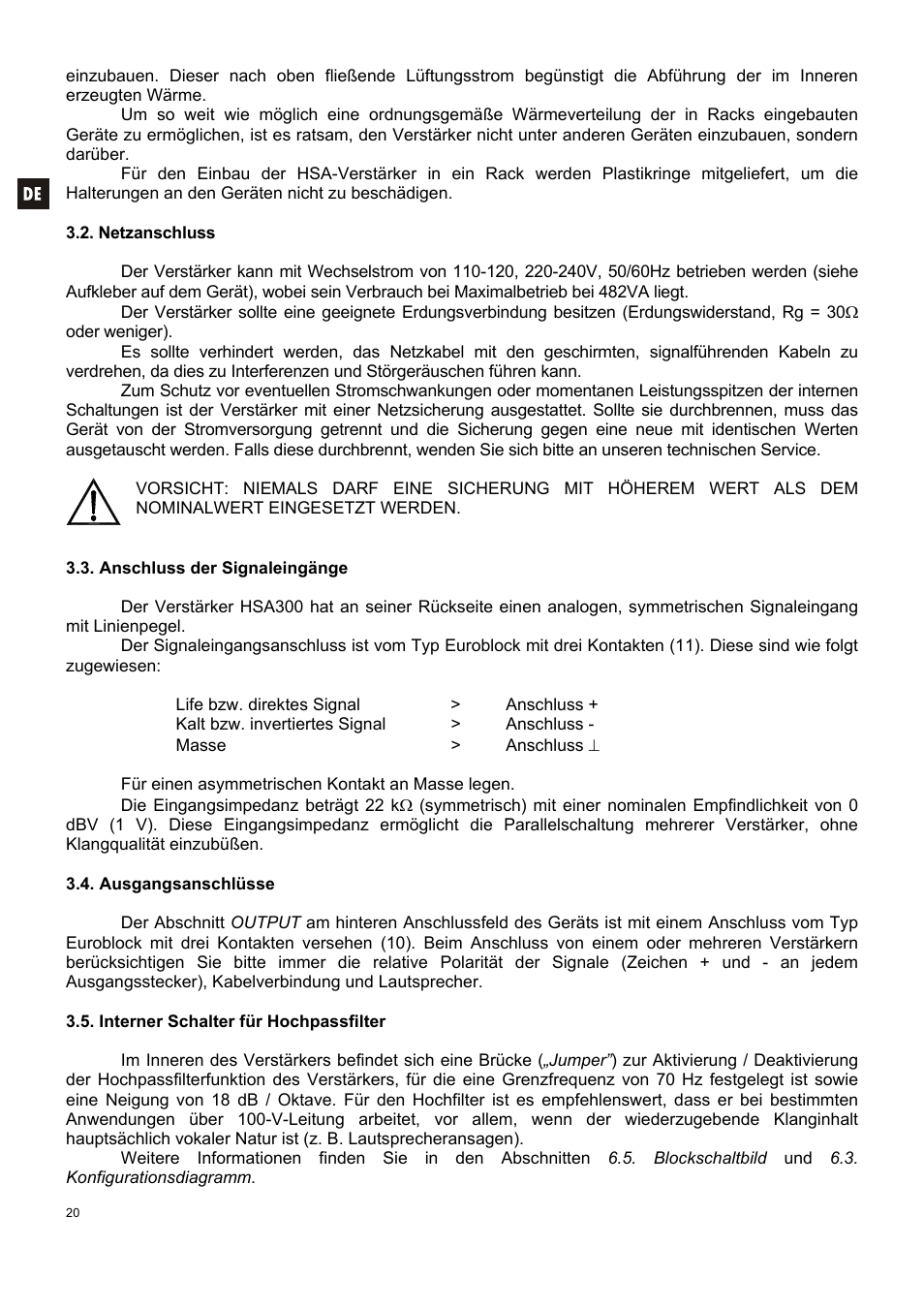 Ecler HSA300 User Manual | Page 20 / 24