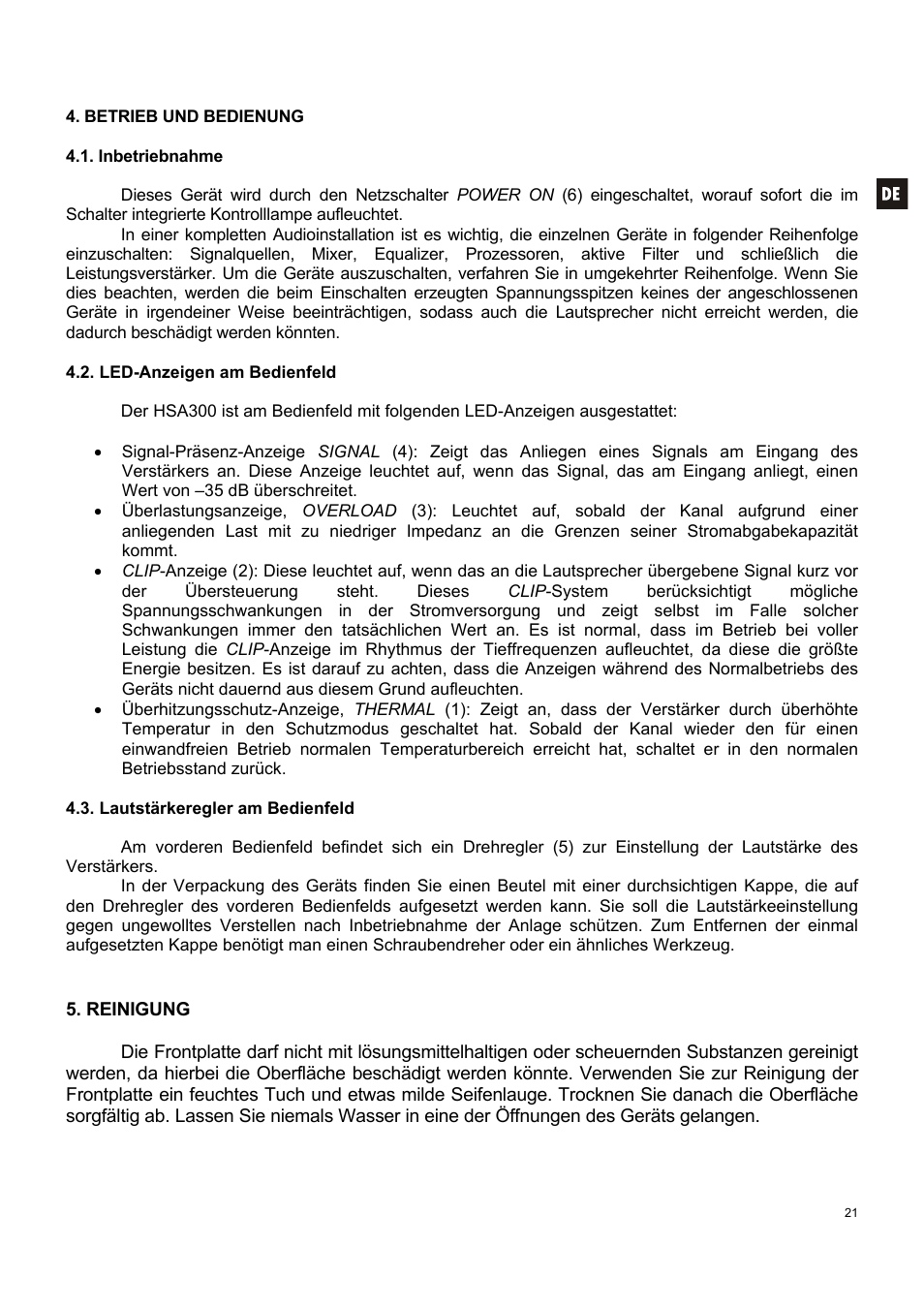 Ecler HSA300 User Manual | Page 21 / 24