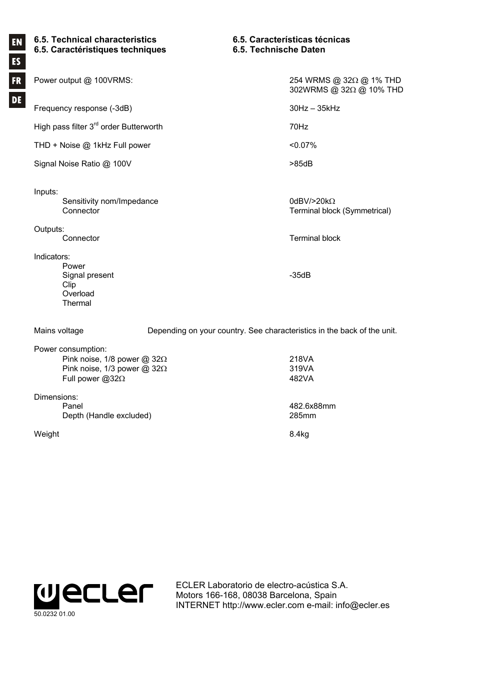 Ecler HSA300 User Manual | Page 24 / 24