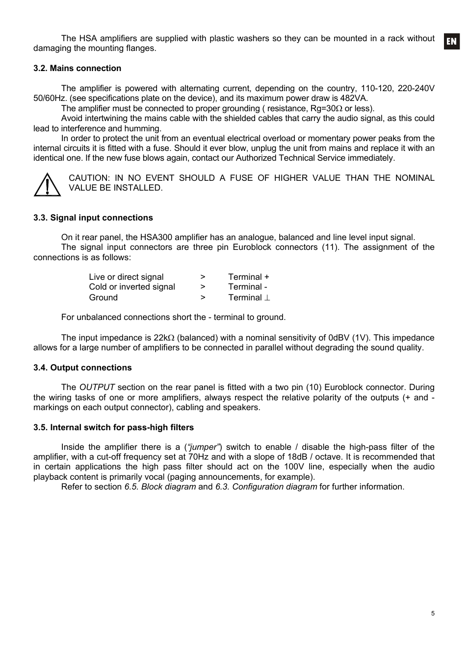 Ecler HSA300 User Manual | Page 5 / 24