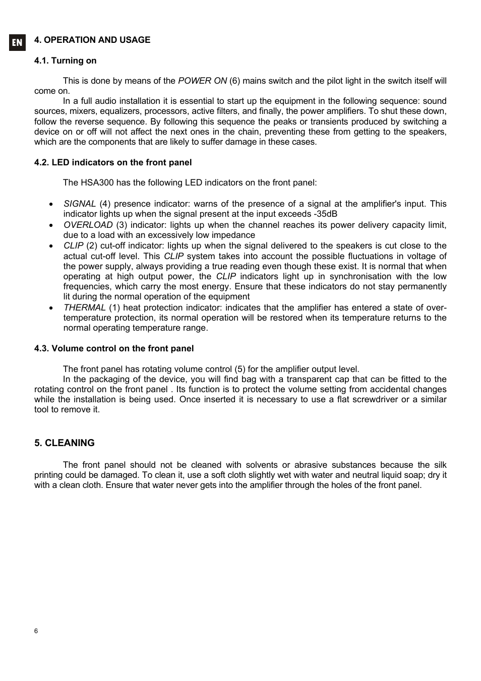 Ecler HSA300 User Manual | Page 6 / 24