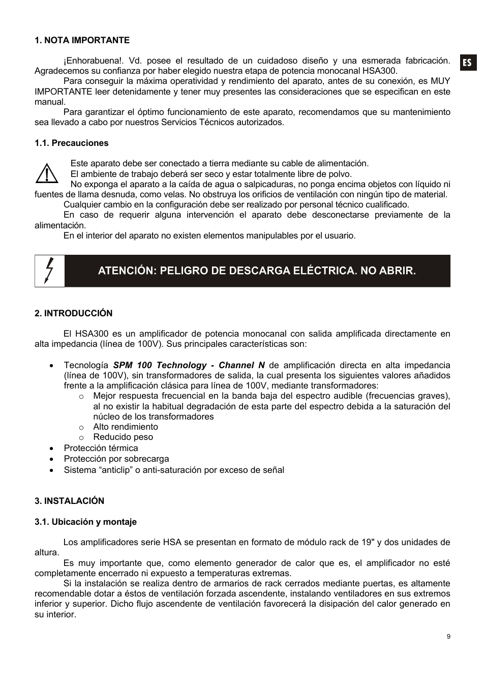 Ecler HSA300 User Manual | Page 9 / 24