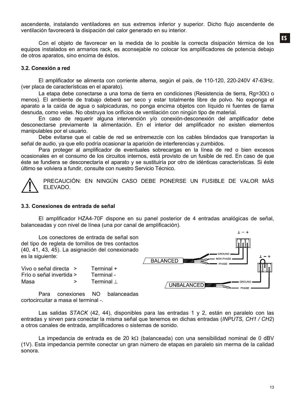 Ecler HZA4-70F User Manual | Page 13 / 36