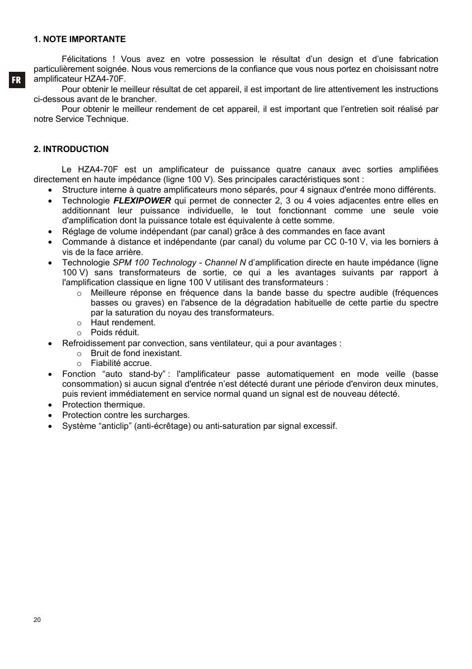 Ecler HZA4-70F User Manual | Page 20 / 36