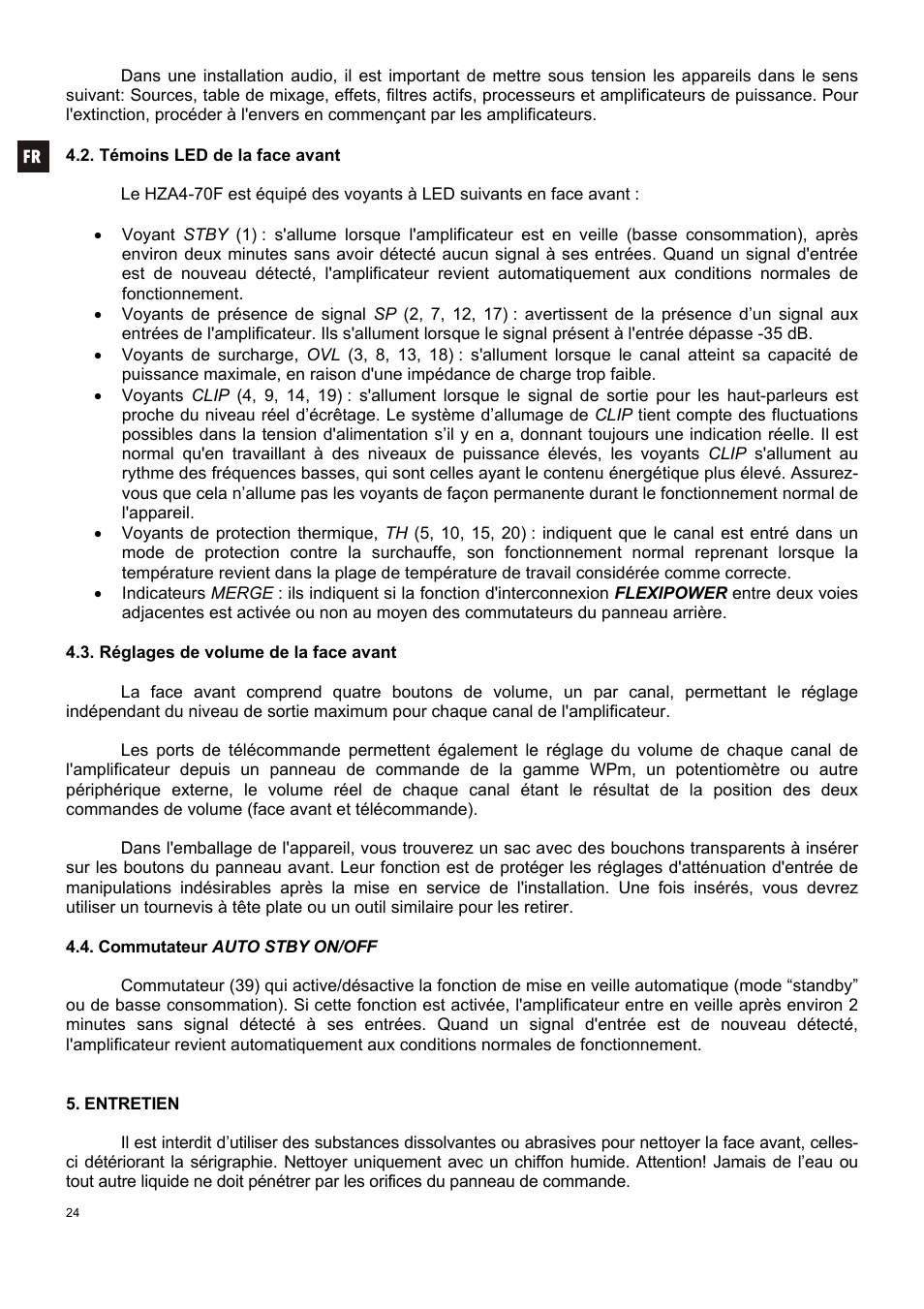 Ecler HZA4-70F User Manual | Page 24 / 36