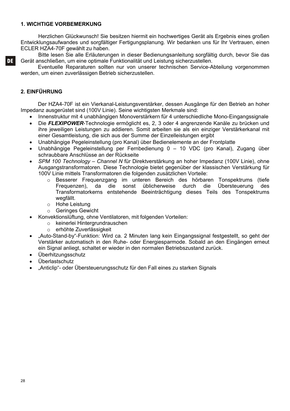 Ecler HZA4-70F User Manual | Page 28 / 36