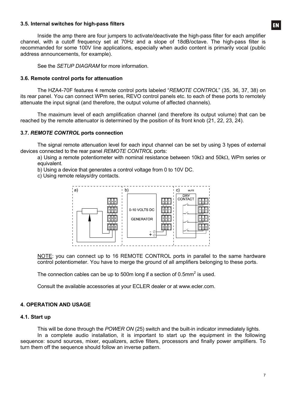 Ecler HZA4-70F User Manual | Page 7 / 36