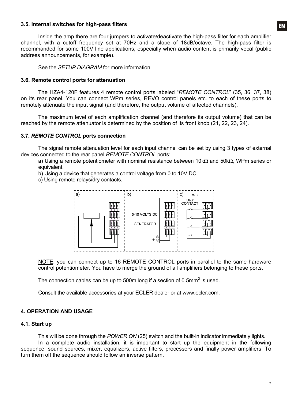 Ecler HZA4-120F User Manual | Page 7 / 36