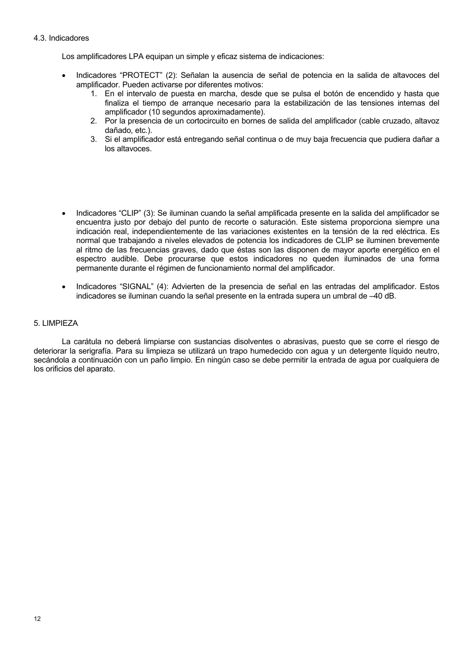 Ecler LPA SERIES User Manual | Page 12 / 28