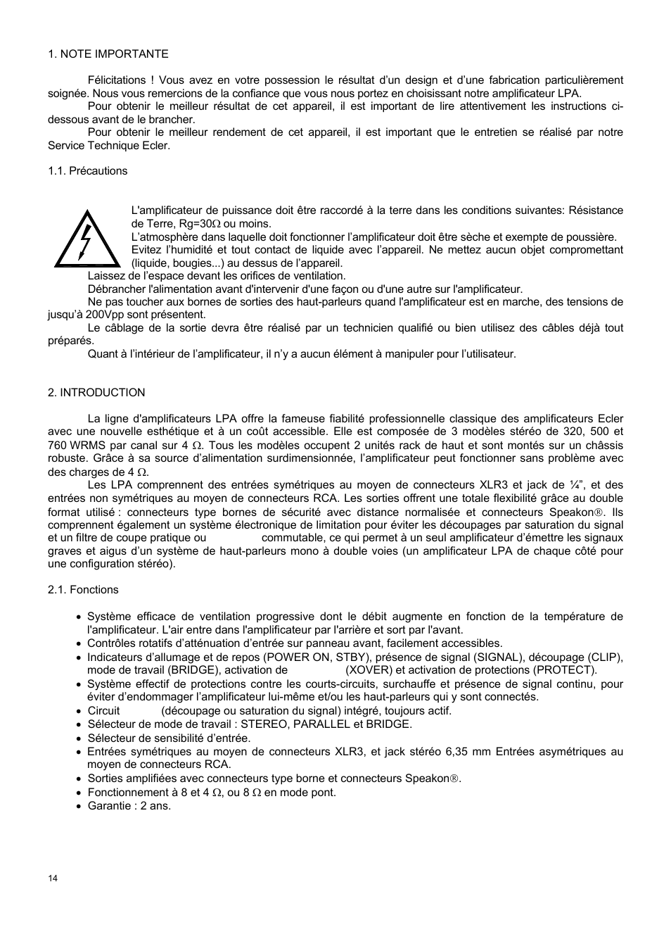 Ecler LPA SERIES User Manual | Page 14 / 28