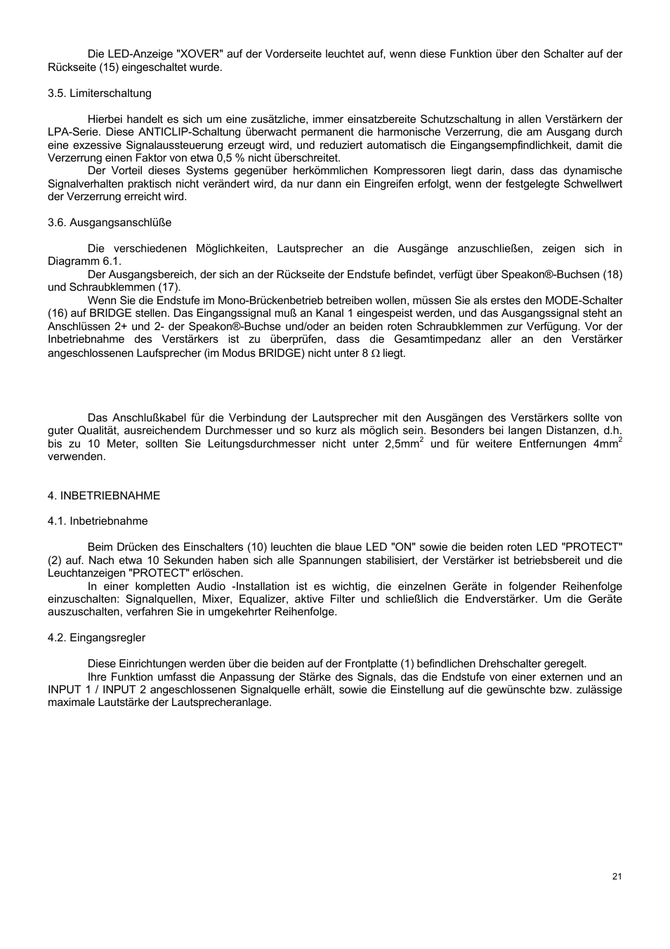 Ecler LPA SERIES User Manual | Page 21 / 28