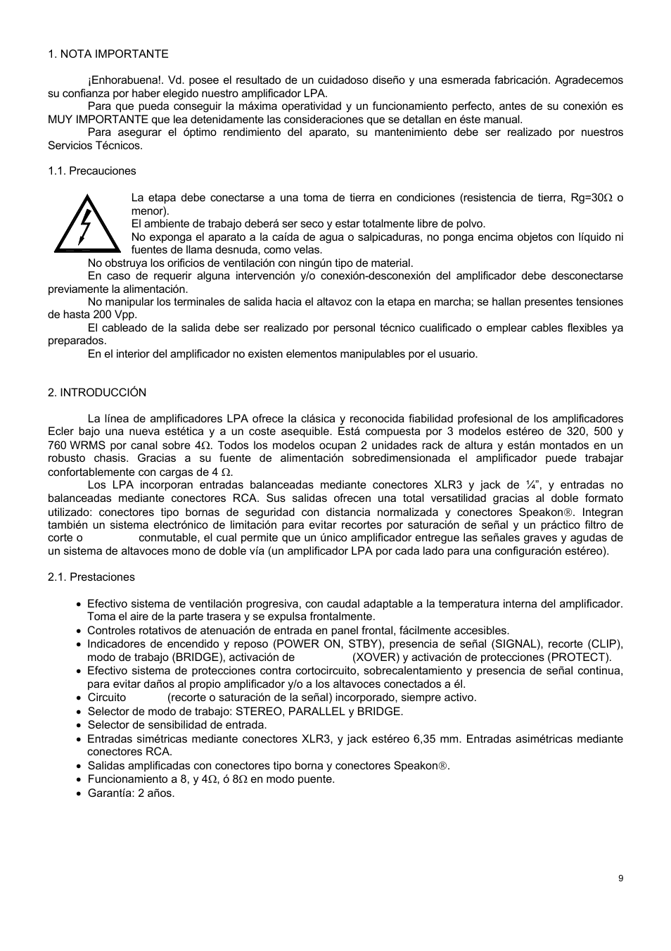 Ecler LPA SERIES User Manual | Page 9 / 28