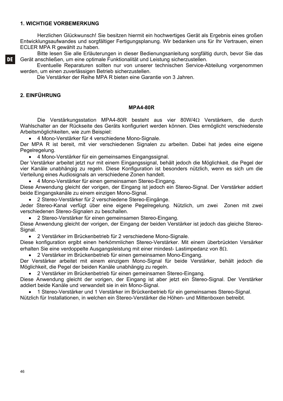 Ecler MPA 6-80R User Manual | Page 46 / 60