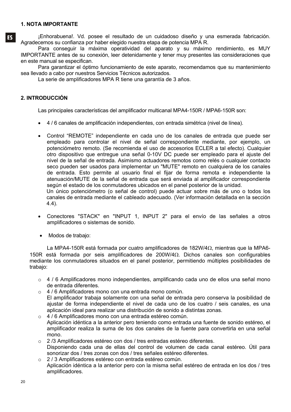 Ecler MPA6-150R User Manual | Page 20 / 68