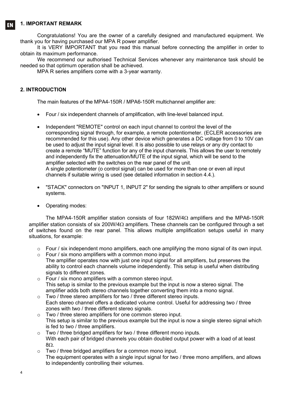 Ecler MPA6-150R User Manual | Page 4 / 68