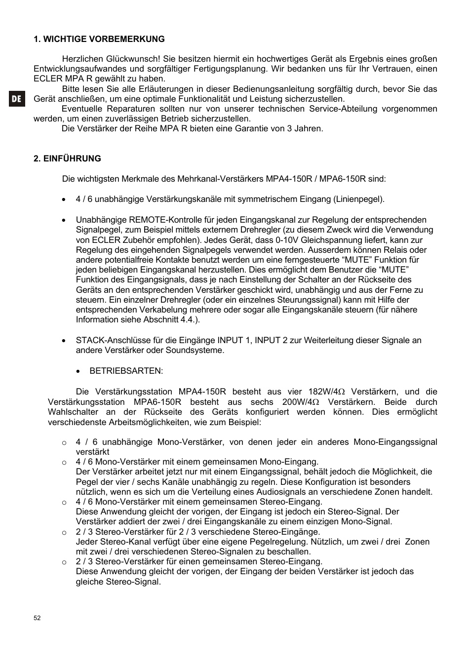 Ecler MPA6-150R User Manual | Page 52 / 68