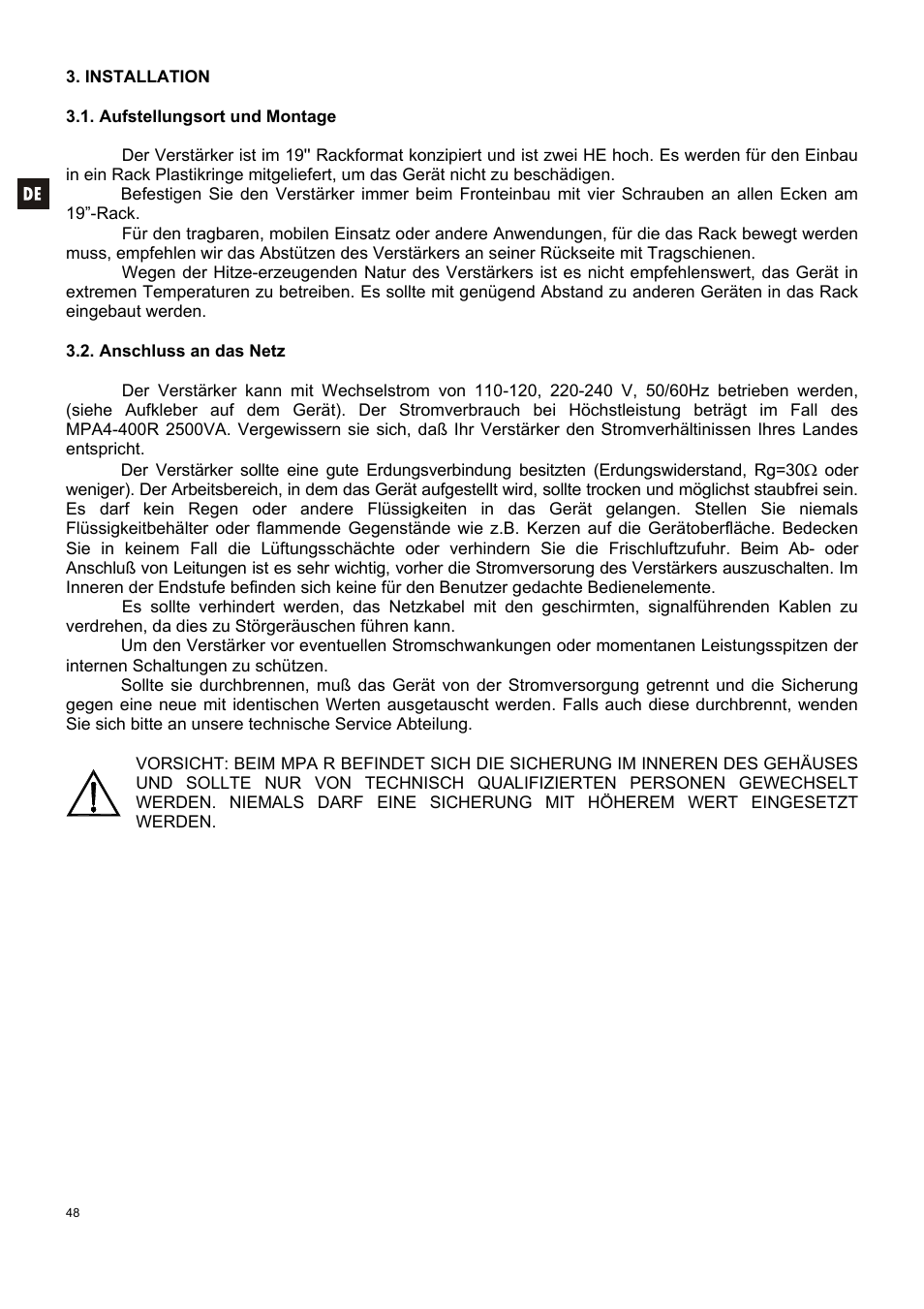 Ecler MPA 4-400R User Manual | Page 48 / 60