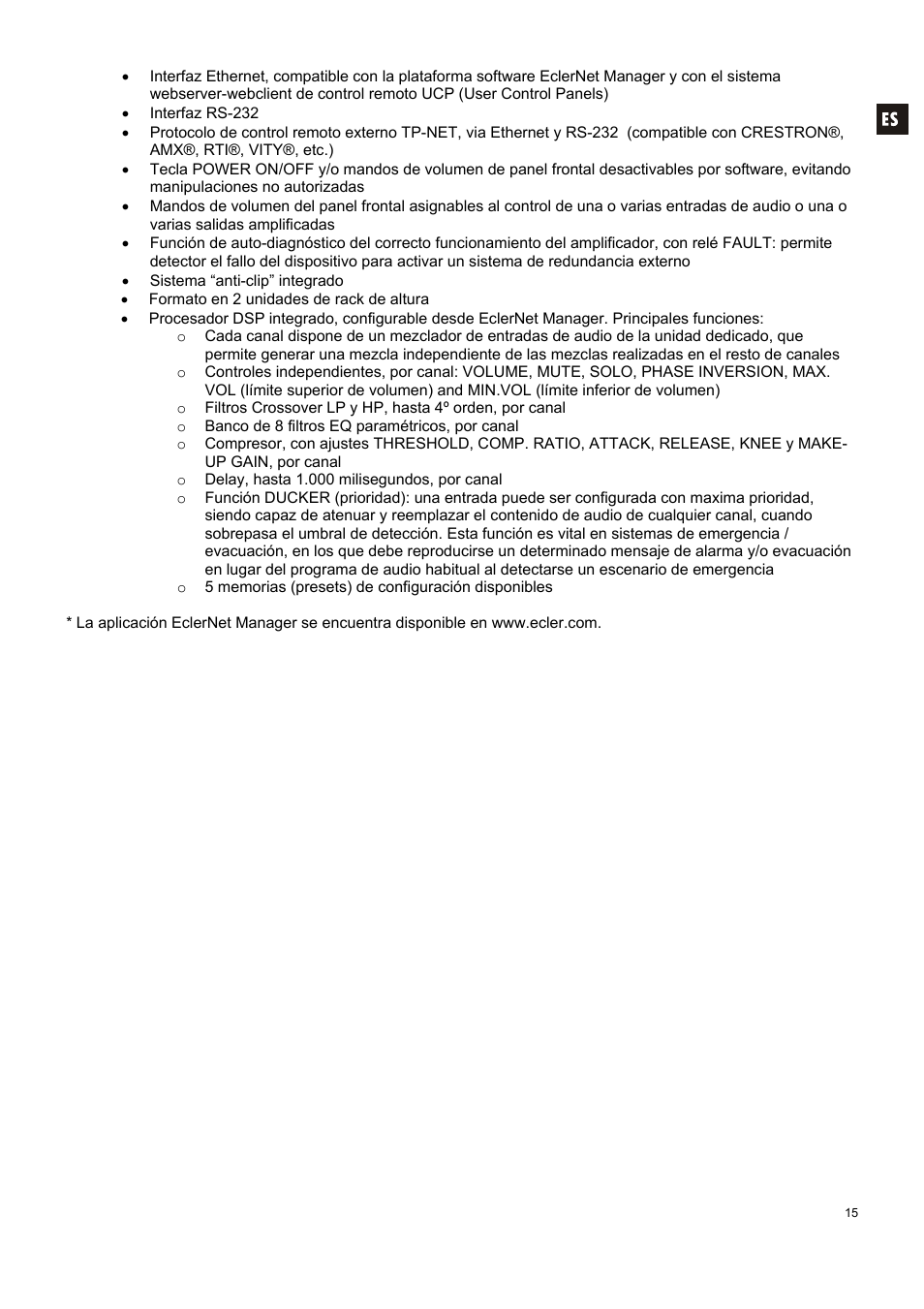 Ecler NXA SERIES User Manual | Page 15 / 46