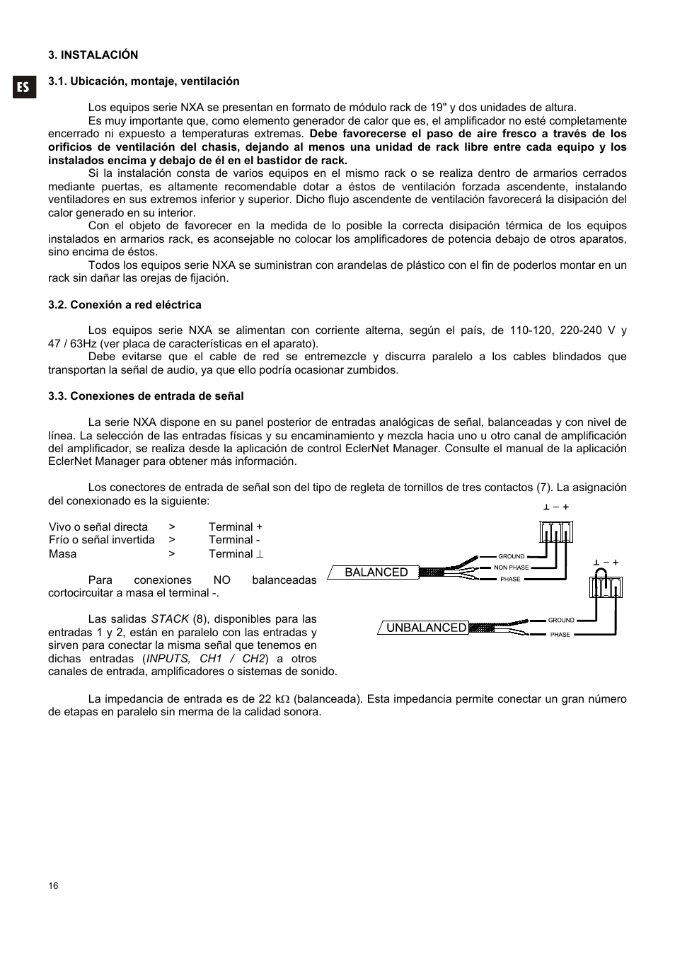 Ecler NXA SERIES User Manual | Page 16 / 46