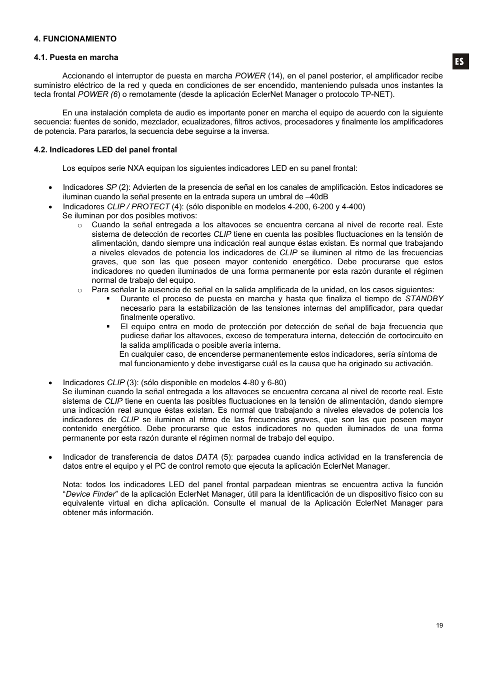 Ecler NXA SERIES User Manual | Page 19 / 46