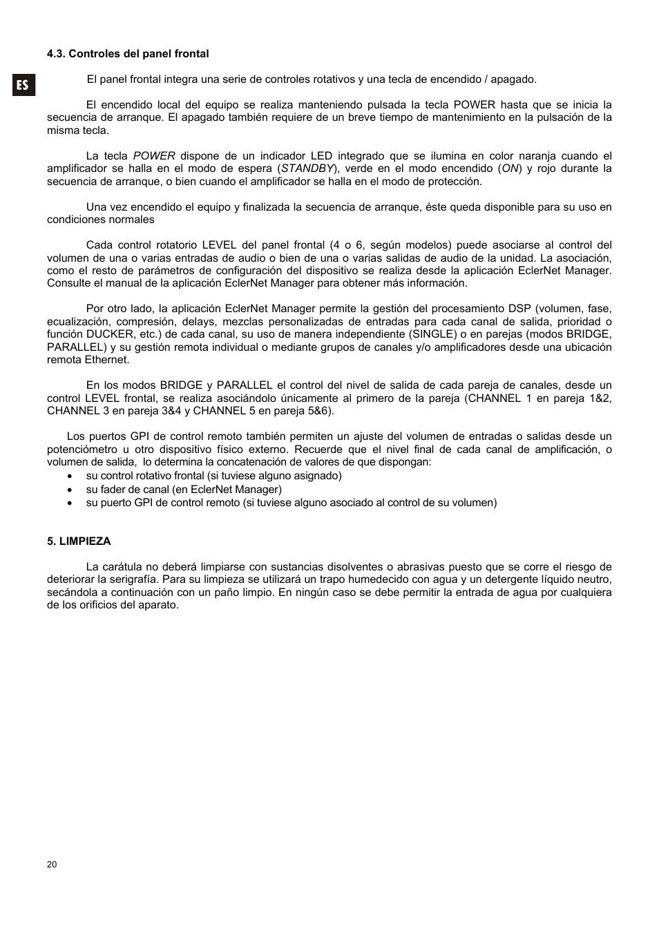 Ecler NXA SERIES User Manual | Page 20 / 46