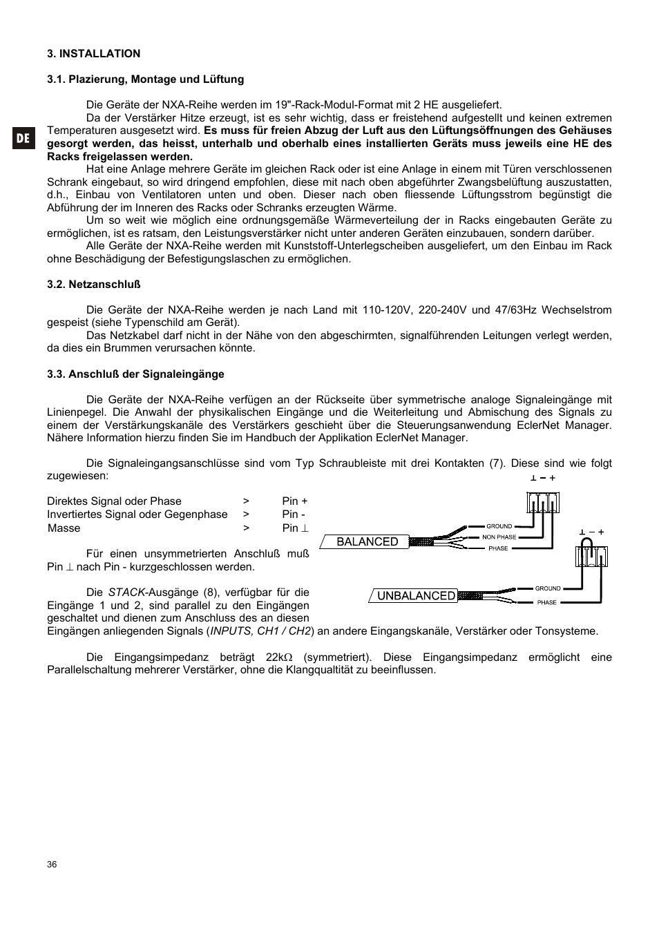 Ecler NXA SERIES User Manual | Page 36 / 46