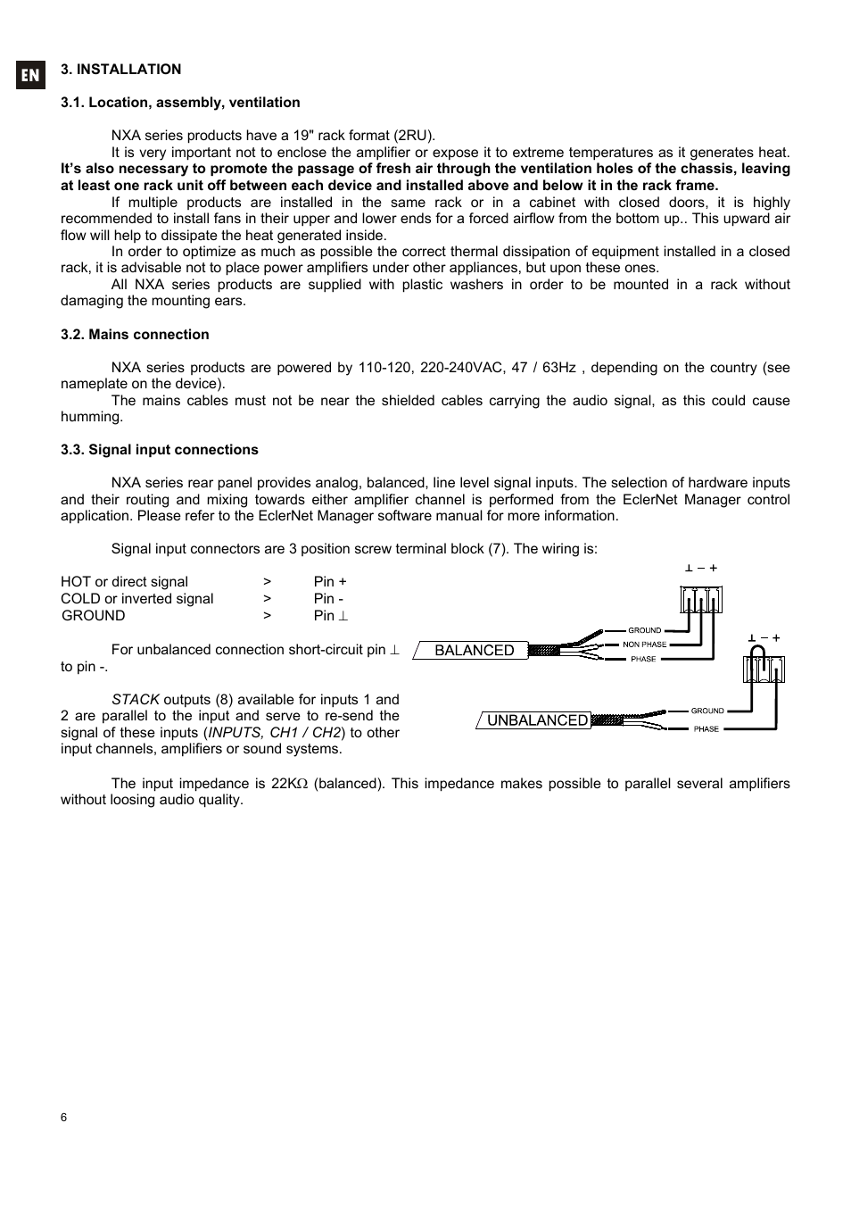 Ecler NXA SERIES User Manual | Page 6 / 46