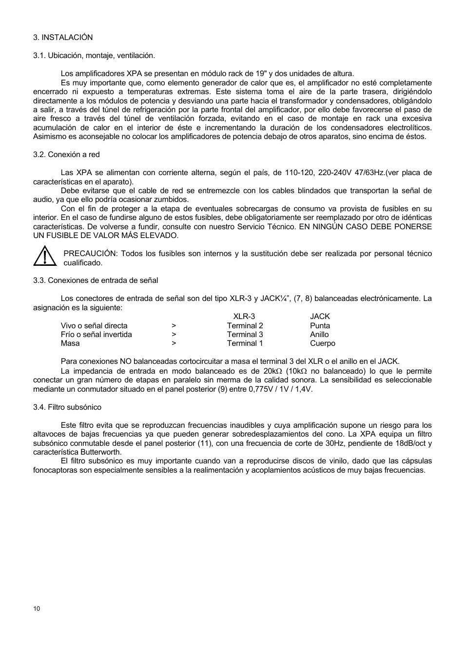 Ecler XPA SERIES User Manual | Page 10 / 28