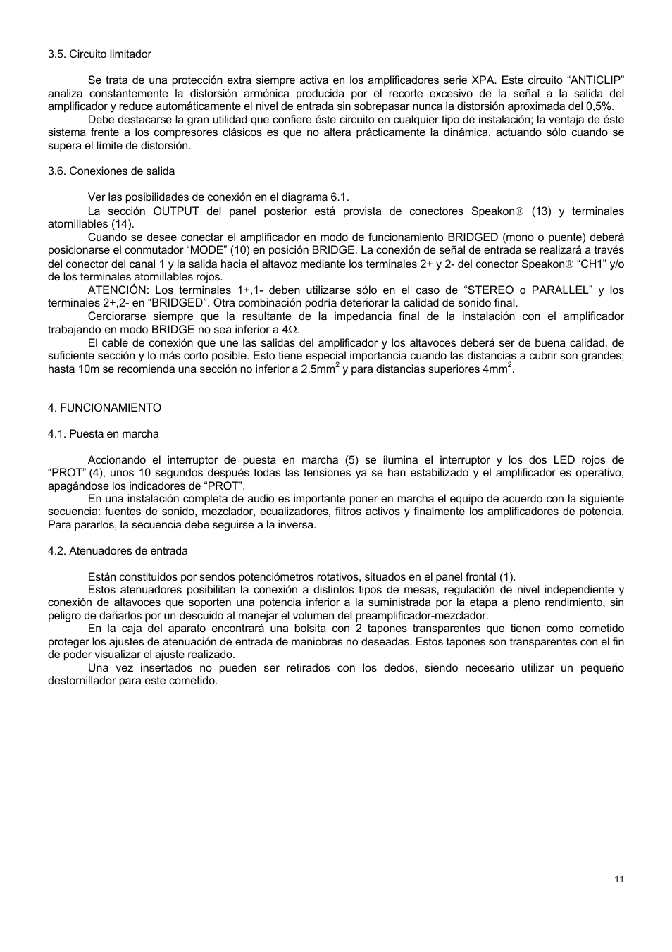 Ecler XPA SERIES User Manual | Page 11 / 28