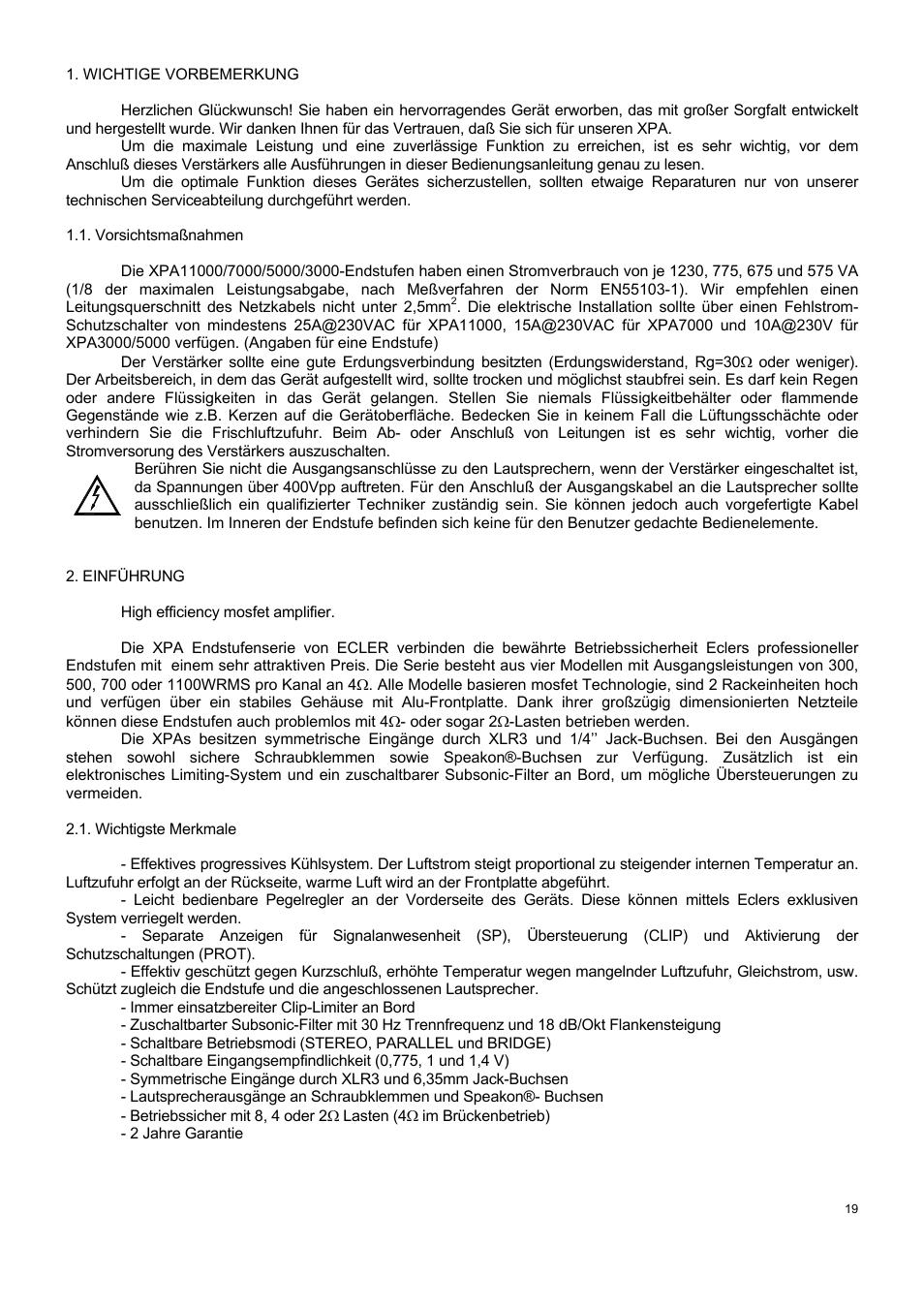 Ecler XPA SERIES User Manual | Page 19 / 28