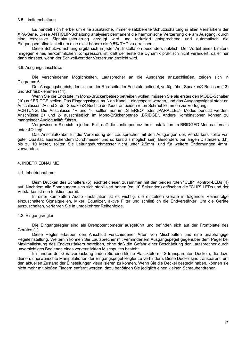 Ecler XPA SERIES User Manual | Page 21 / 28