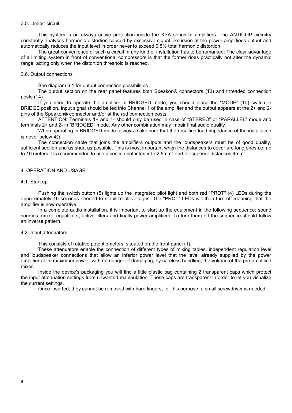 Ecler XPA SERIES User Manual | Page 6 / 28