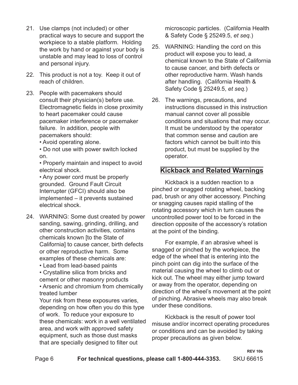 Chicago Electric 7" Electronic Polisher 66615 User Manual | Page 6 / 18